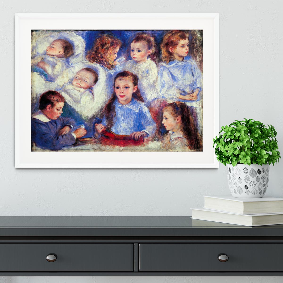 Images of childrens character heads by Renoir Framed Print - Canvas Art Rocks - 5