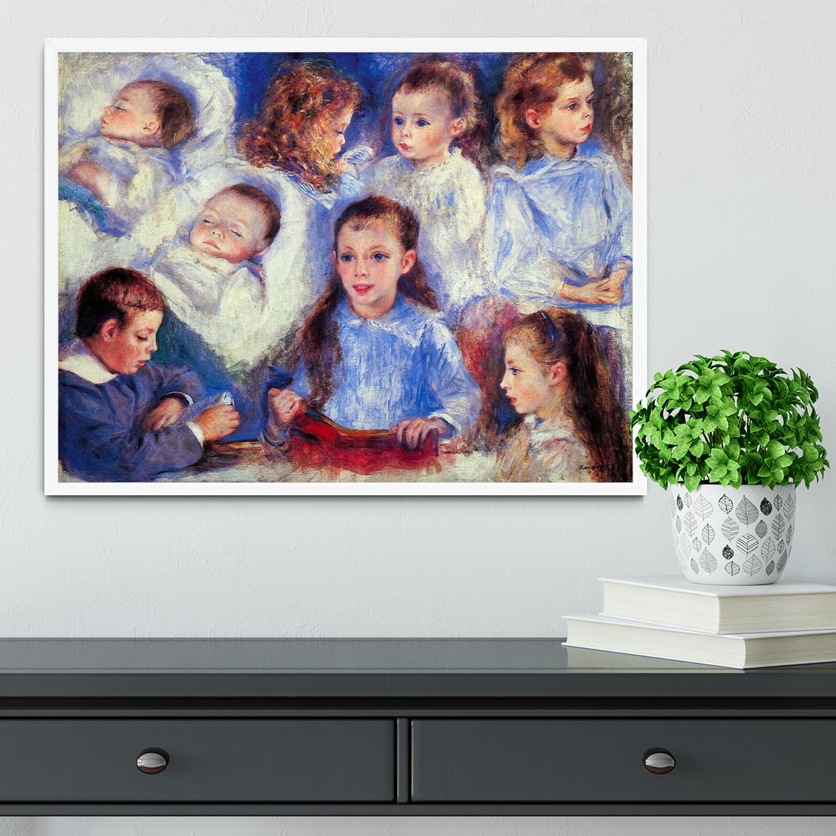 Images of childrens character heads by Renoir Framed Print - Canvas Art Rocks -6