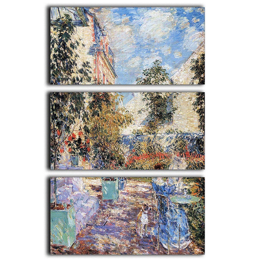 In a French garden by Hassam 3 Split Panel Canvas Print - Canvas Art Rocks - 1