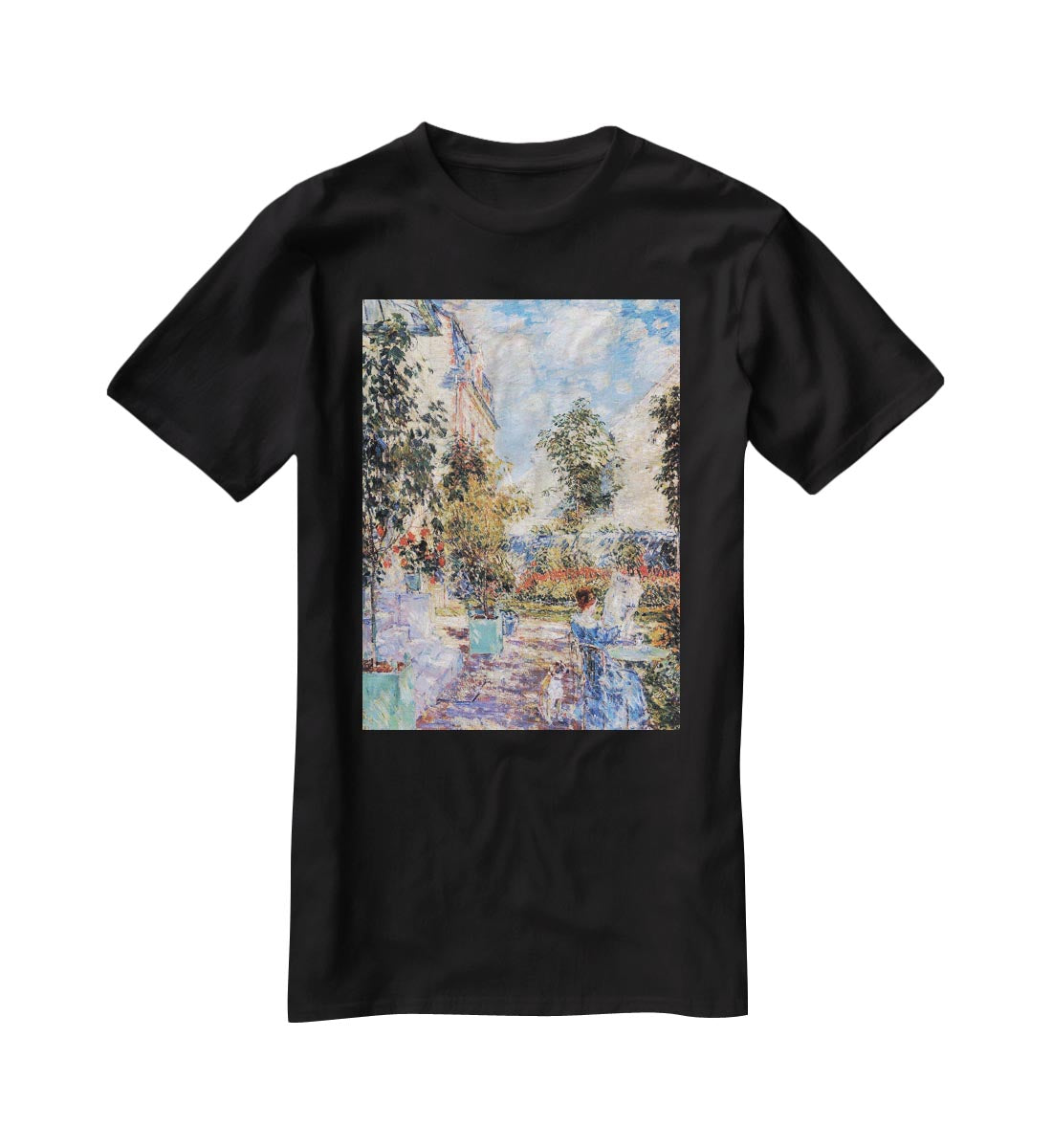 In a French garden by Hassam T-Shirt - Canvas Art Rocks - 1