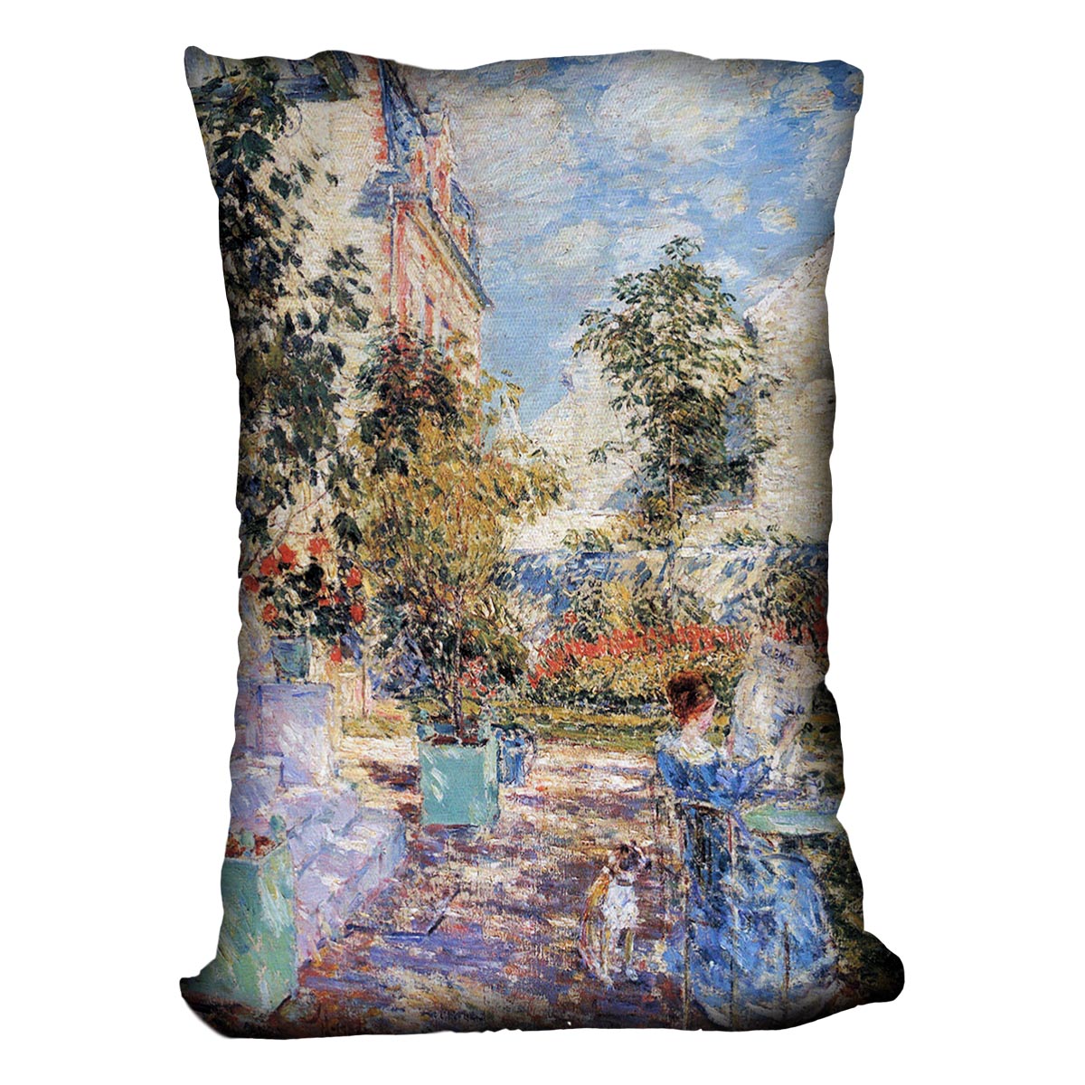In a French garden by Hassam Cushion - Canvas Art Rocks - 4