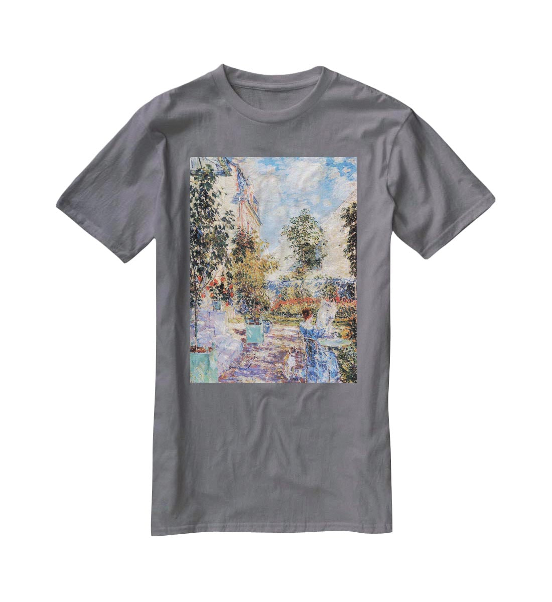 In a French garden by Hassam T-Shirt - Canvas Art Rocks - 3
