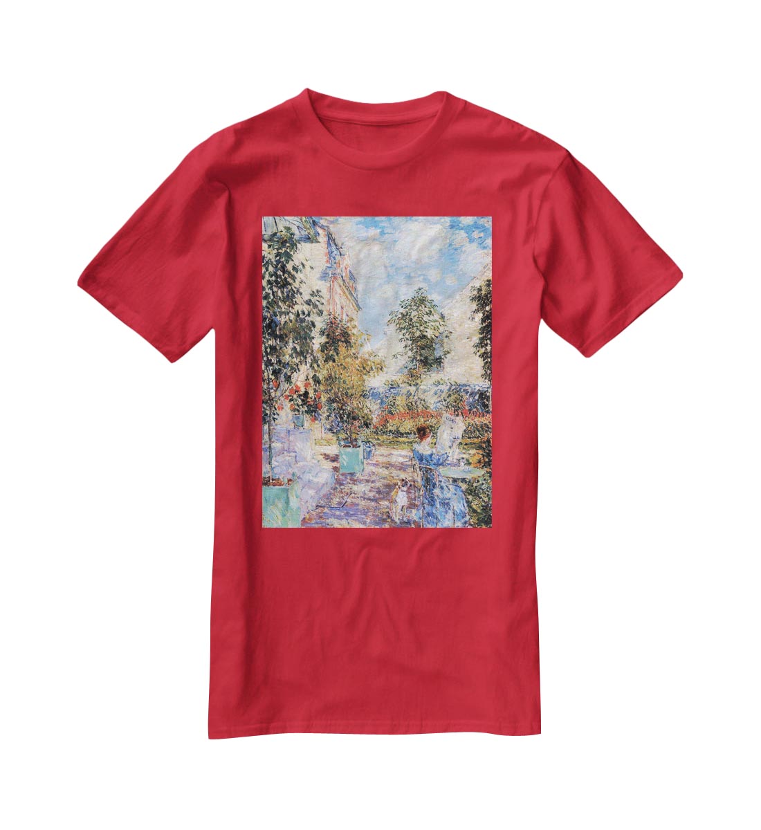 In a French garden by Hassam T-Shirt - Canvas Art Rocks - 4