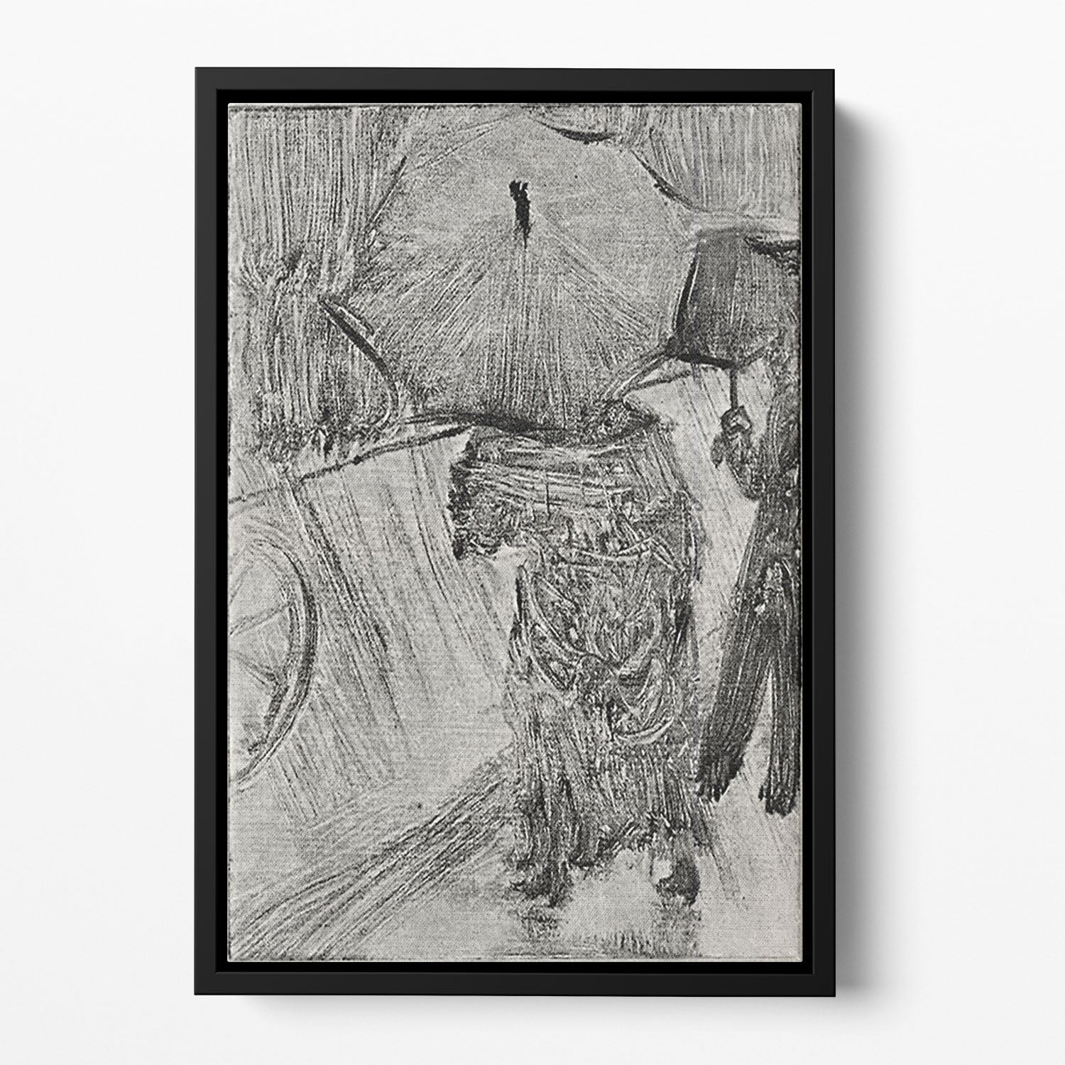 In the Rain by Degas Floating Framed Canvas