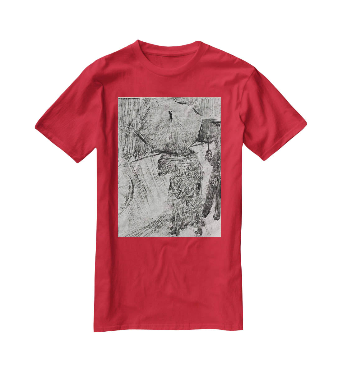 In the Rain by Degas T-Shirt - Canvas Art Rocks - 4