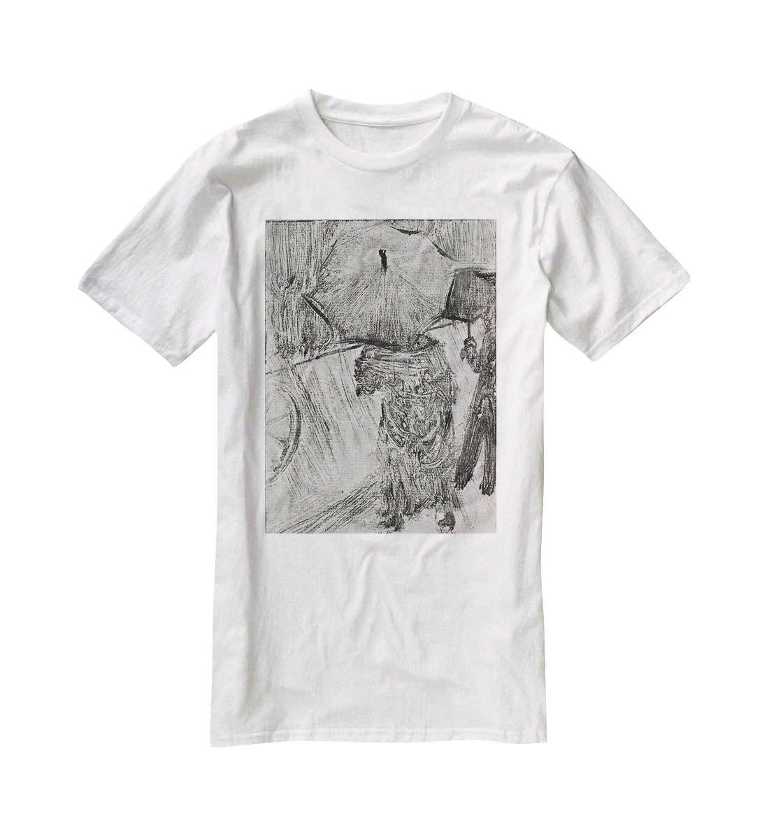 In the Rain by Degas T-Shirt - Canvas Art Rocks - 5