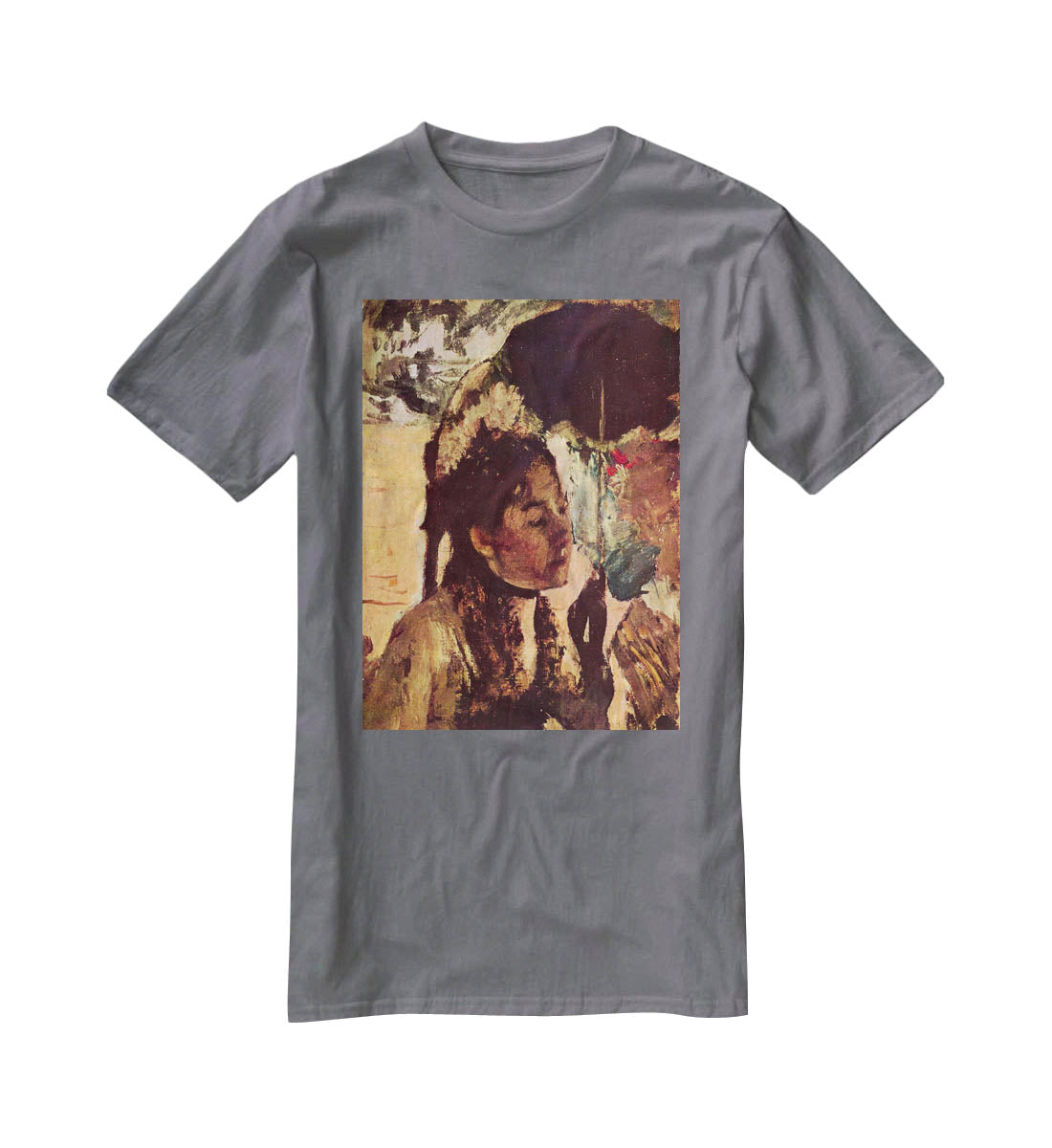 In the Tuileries Woman with Parasol by Degas T-Shirt - Canvas Art Rocks - 3