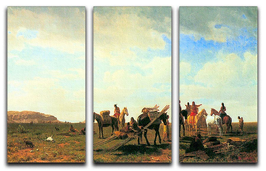 Indians near Fort Laramie by Bierstadt 3 Split Panel Canvas Print - Canvas Art Rocks - 1