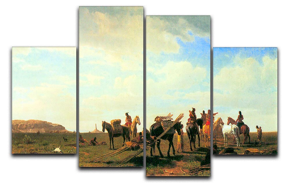 Indians near Fort Laramie by Bierstadt 4 Split Panel Canvas - Canvas Art Rocks - 1