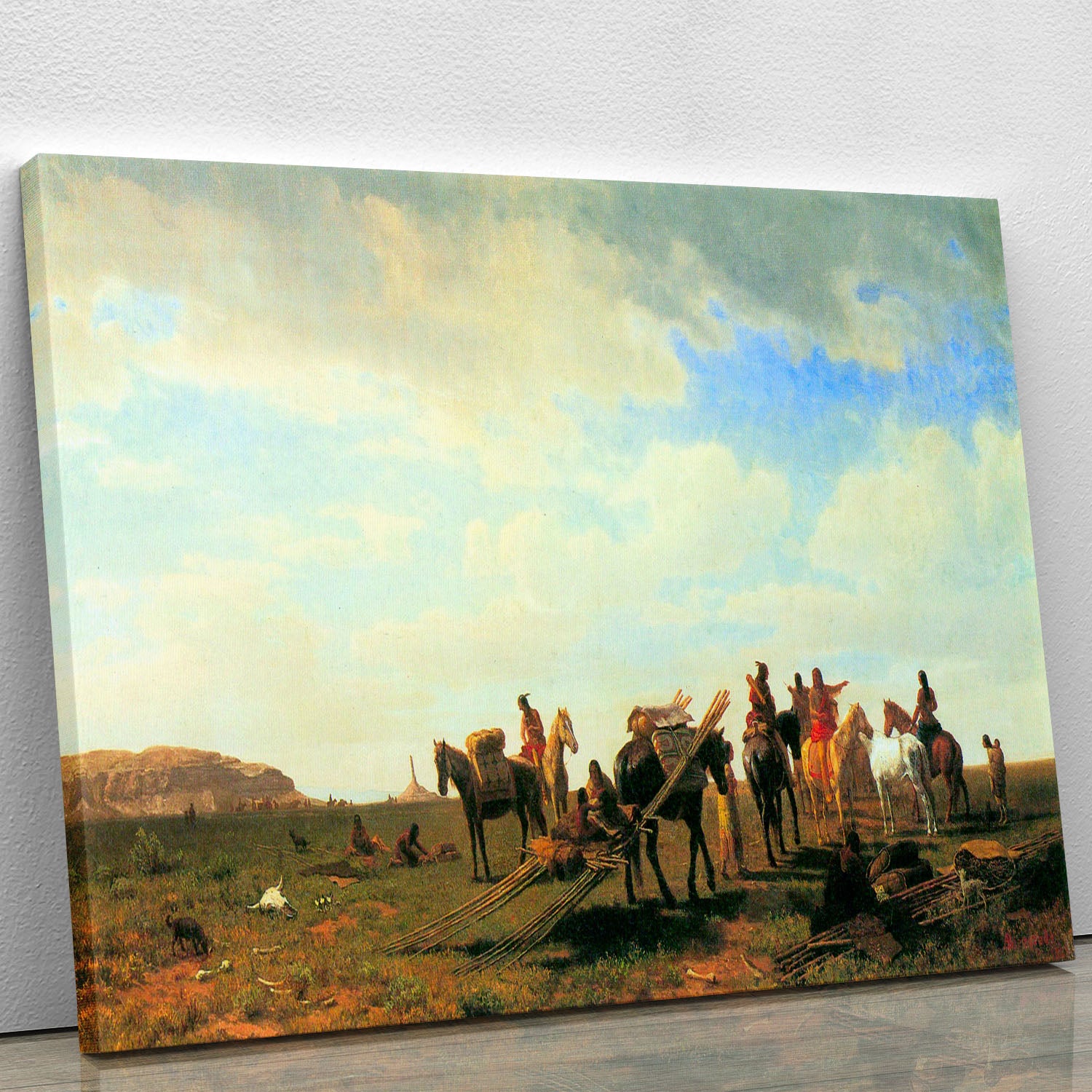Indians near Fort Laramie by Bierstadt Canvas Print or Poster - Canvas Art Rocks - 1