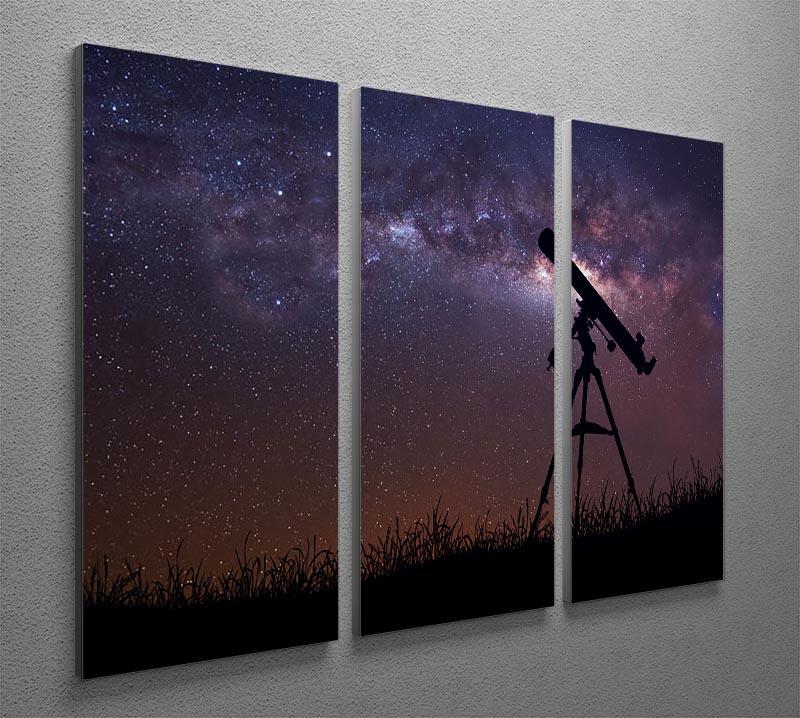 Infinite space background with silhouette of telescope 3 Split Panel Canvas Print - Canvas Art Rocks - 2