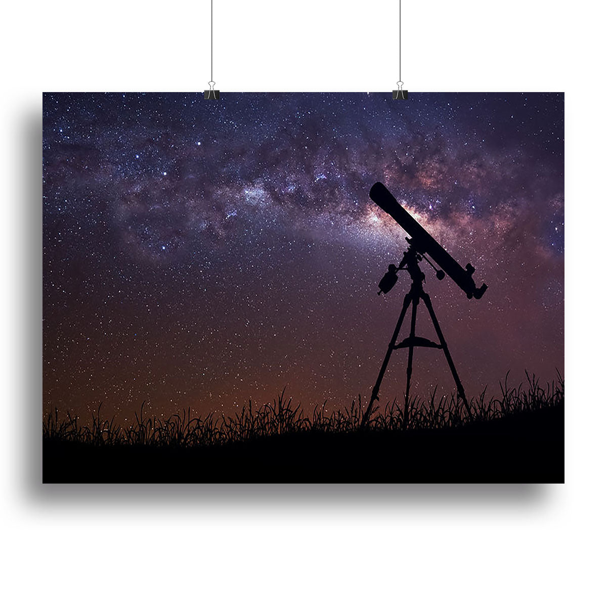 Infinite space background with silhouette of telescope Canvas Print or Poster - Canvas Art Rocks - 2