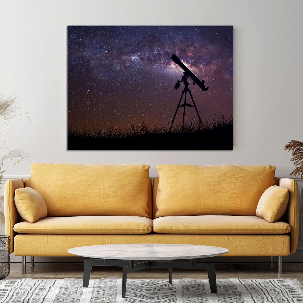Infinite space background with silhouette of telescope Canvas Print or Poster - Canvas Art Rocks - 4