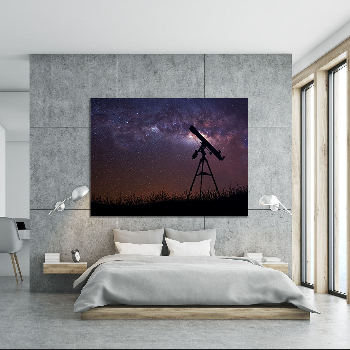 Infinite space background with silhouette of telescope Canvas Print or Poster - Canvas Art Rocks - 5