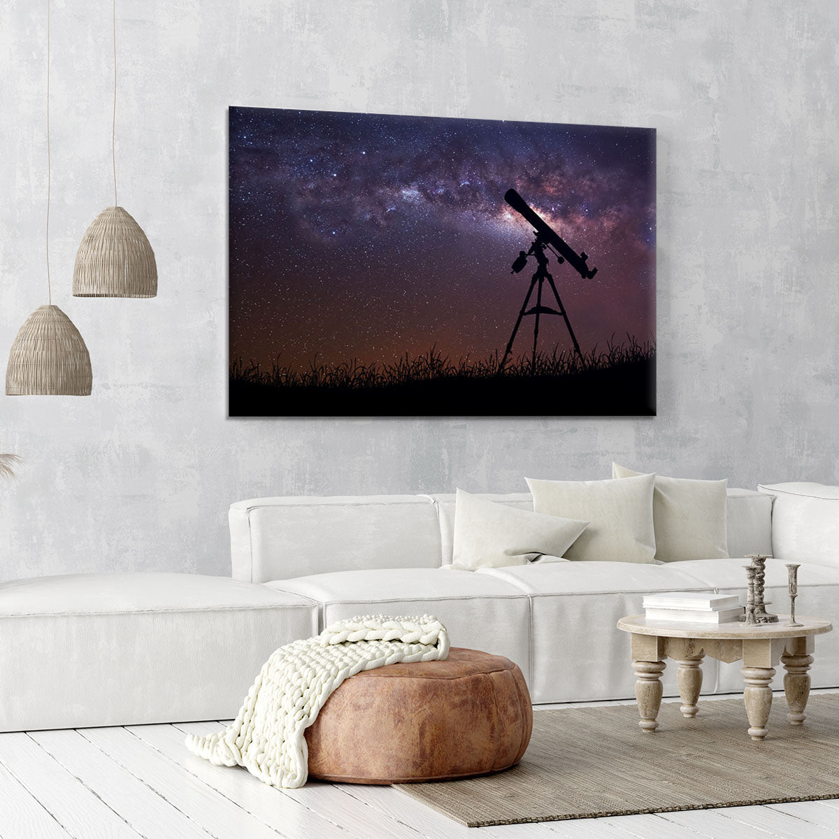Infinite space background with silhouette of telescope Canvas Print or Poster - Canvas Art Rocks - 6