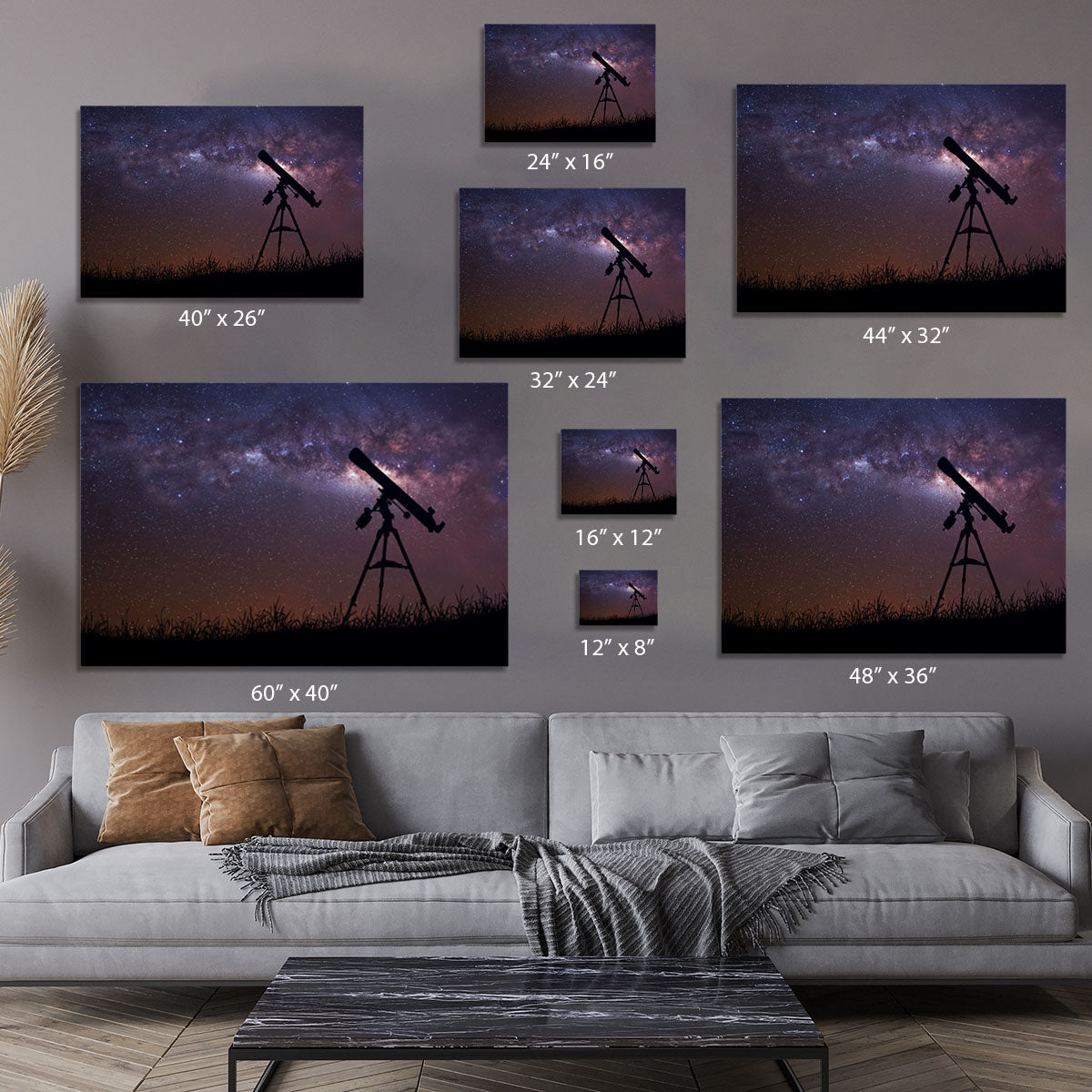 Infinite space background with silhouette of telescope Canvas Print or Poster - Canvas Art Rocks - 7