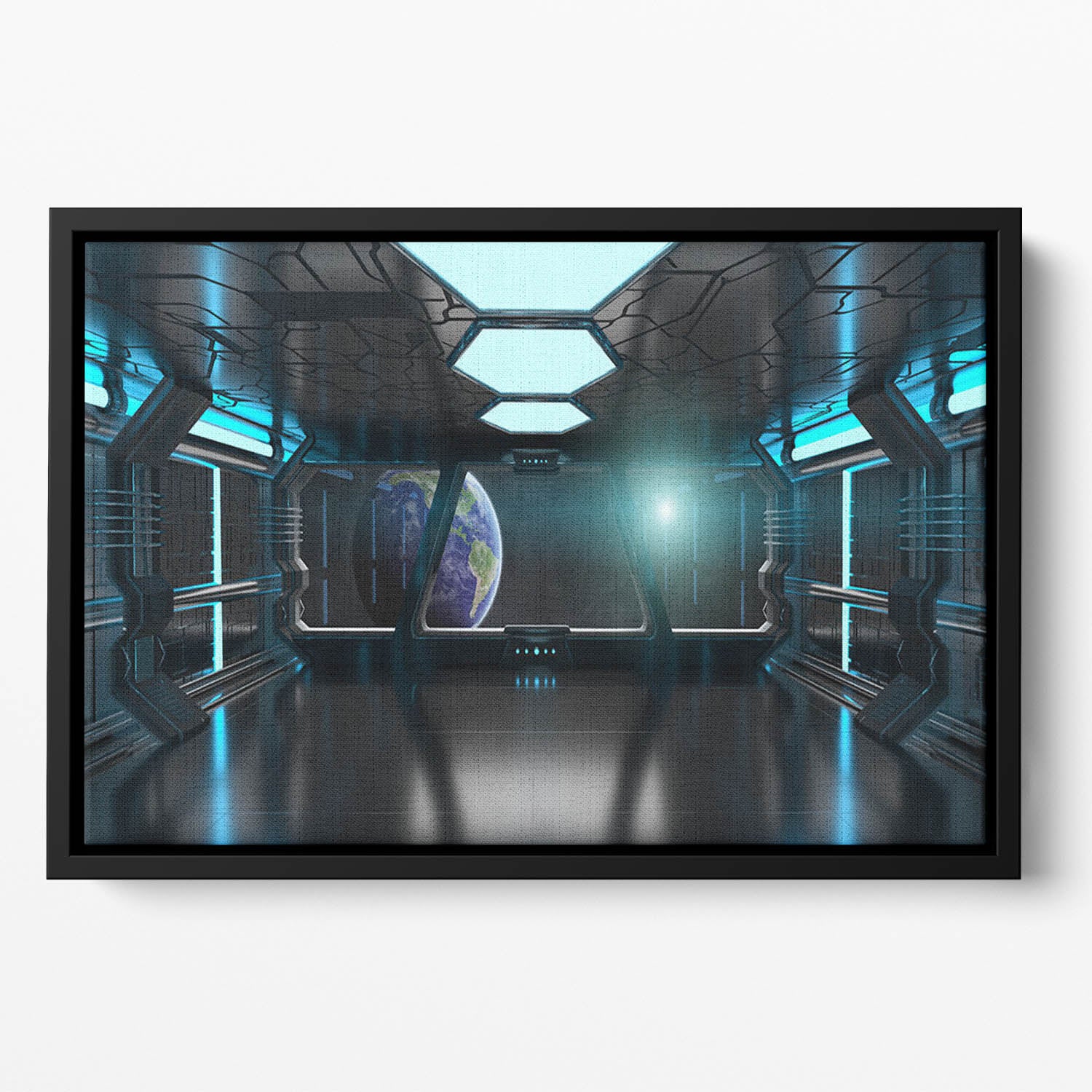 Inside a Spaceship Floating Framed Canvas