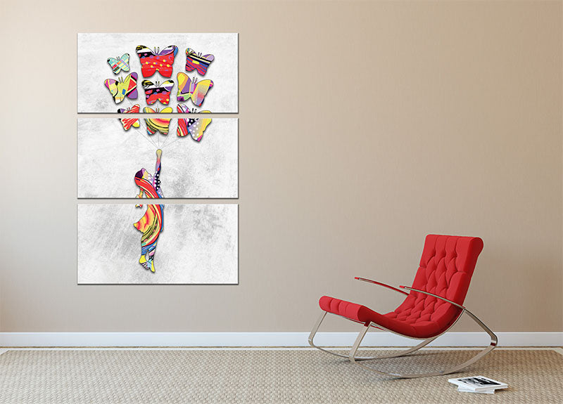 Inspired By Flying Butterflies 3 Split Panel Canvas Print - Canvas Art Rocks - 2