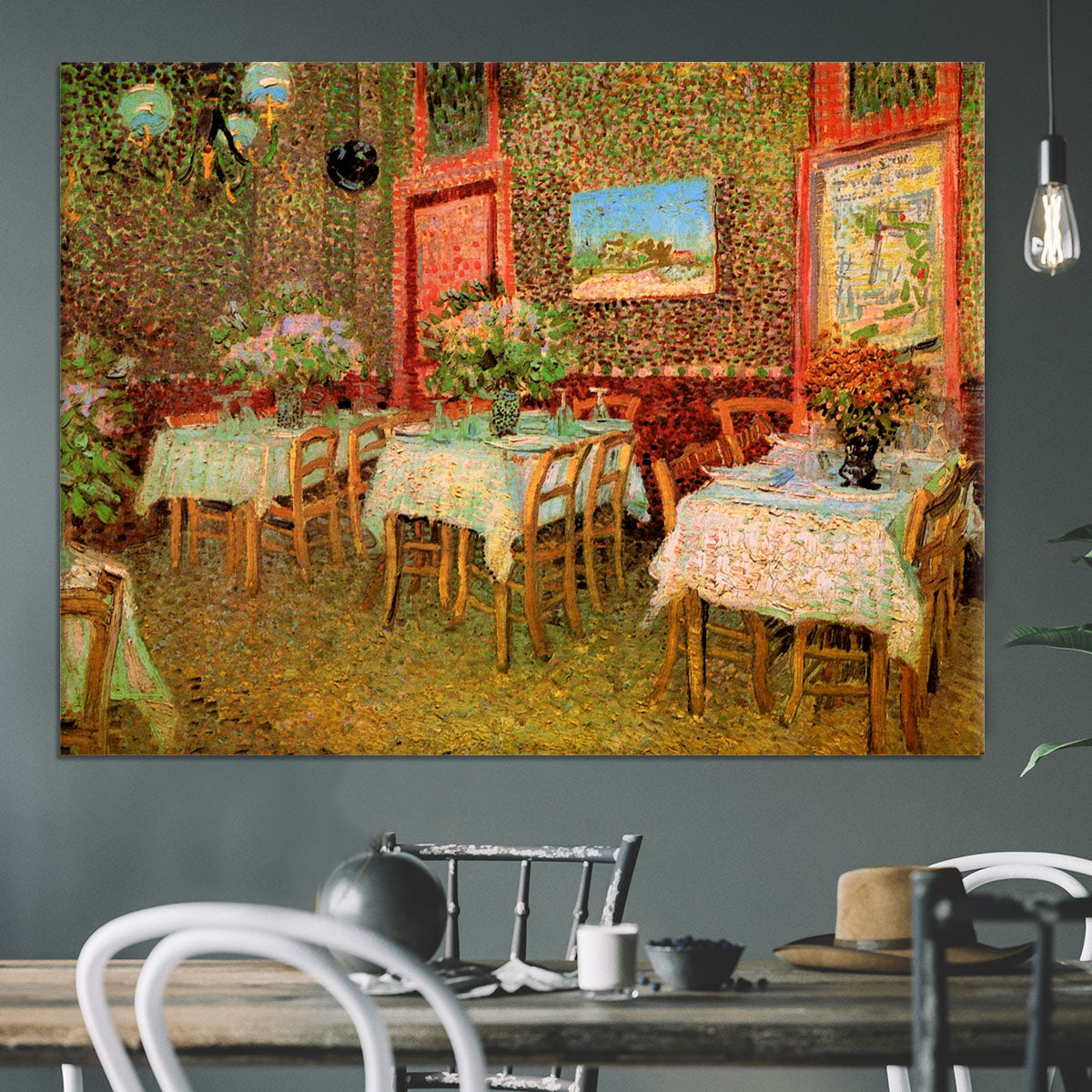 Interior of a restaurant by Van Gogh Canvas Print or Poster - Canvas Art Rocks - 3