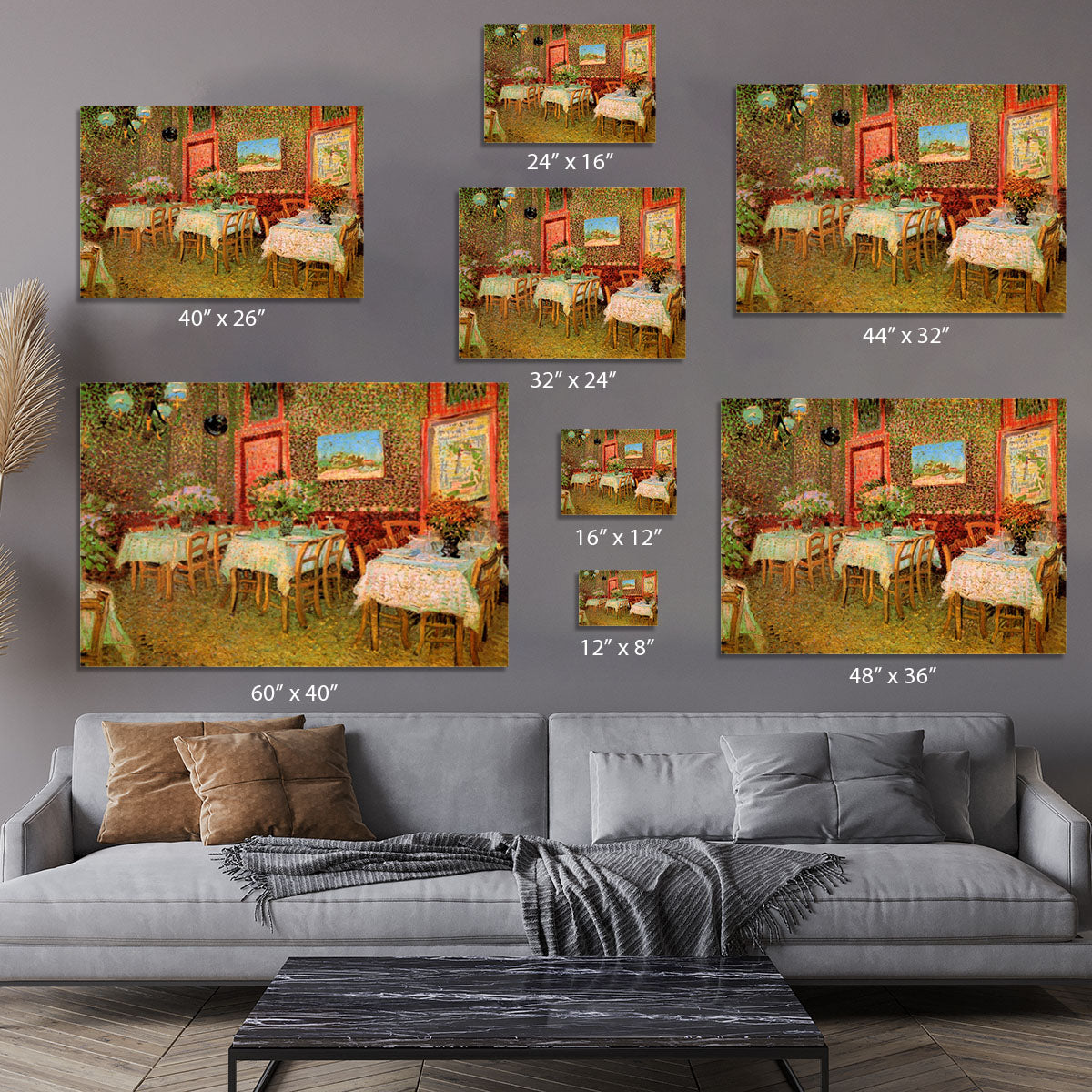 Interior of a restaurant by Van Gogh Canvas Print or Poster - Canvas Art Rocks - 7