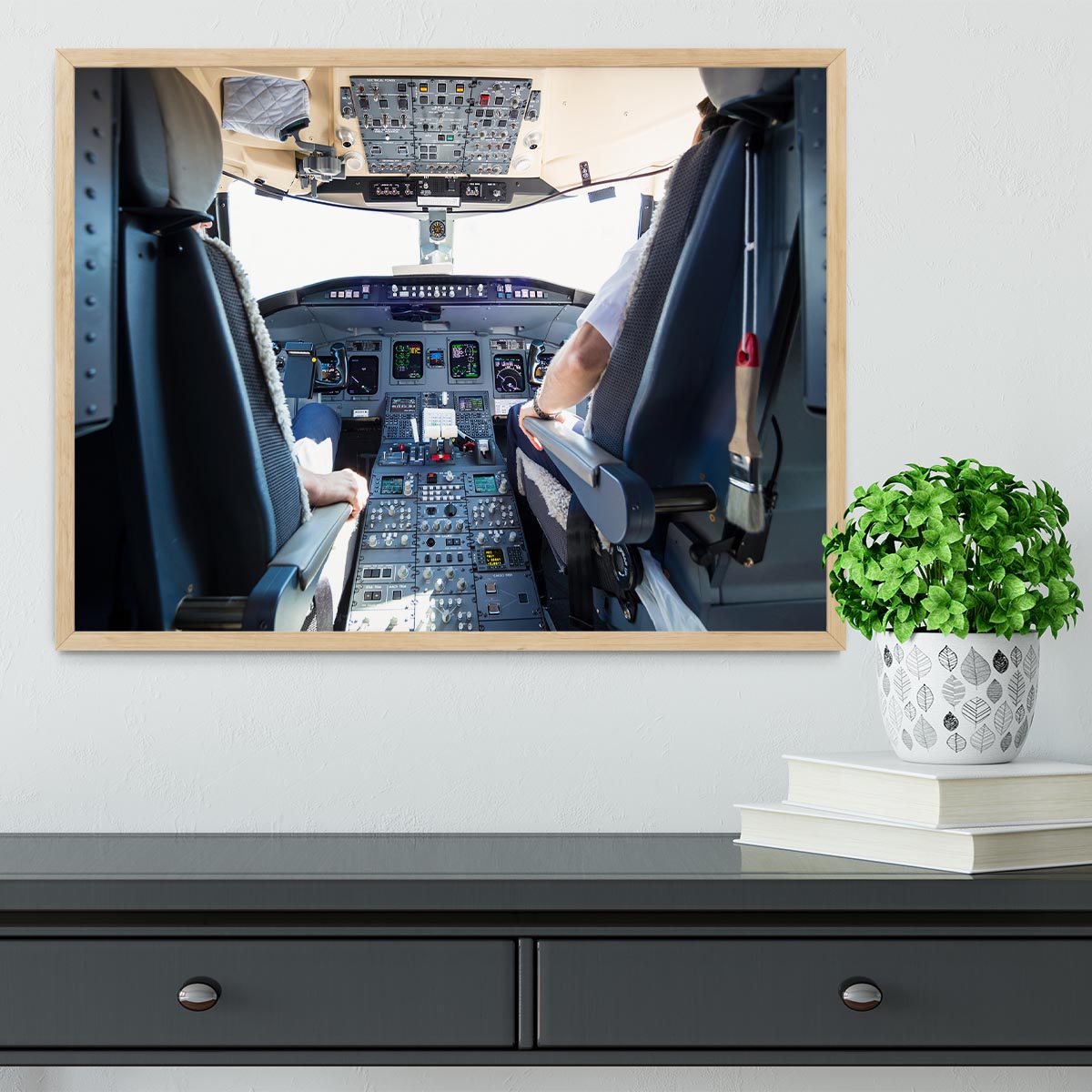 Interior of airplane cockpit Framed Print - Canvas Art Rocks - 4