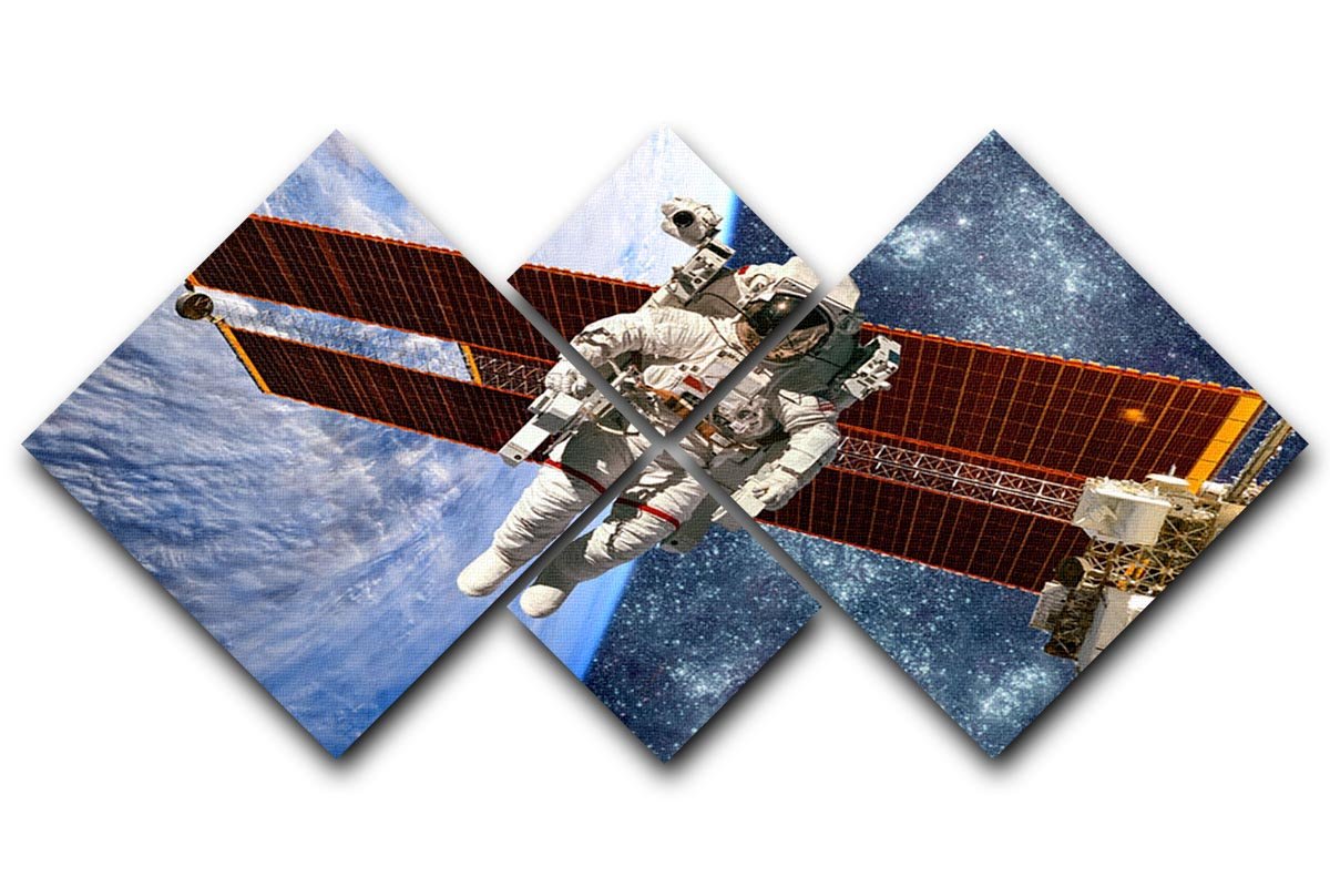 International Space Station and astronaut 4 Square Multi Panel Canvas  - Canvas Art Rocks - 1