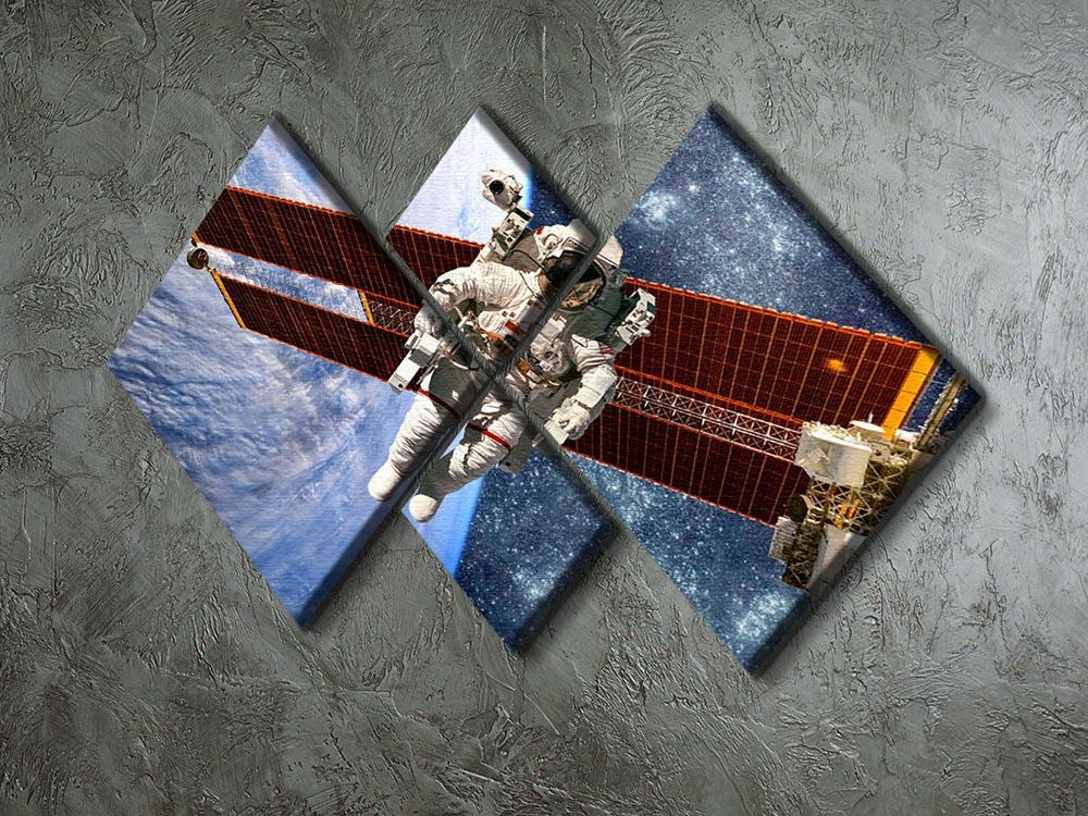 International Space Station and astronaut 4 Square Multi Panel Canvas - Canvas Art Rocks - 2