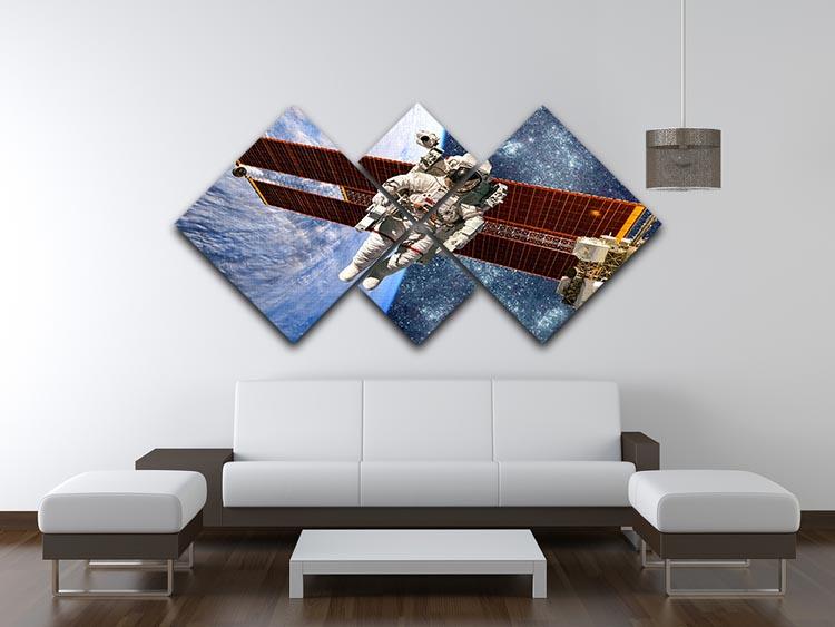 International Space Station and astronaut 4 Square Multi Panel Canvas - Canvas Art Rocks - 3