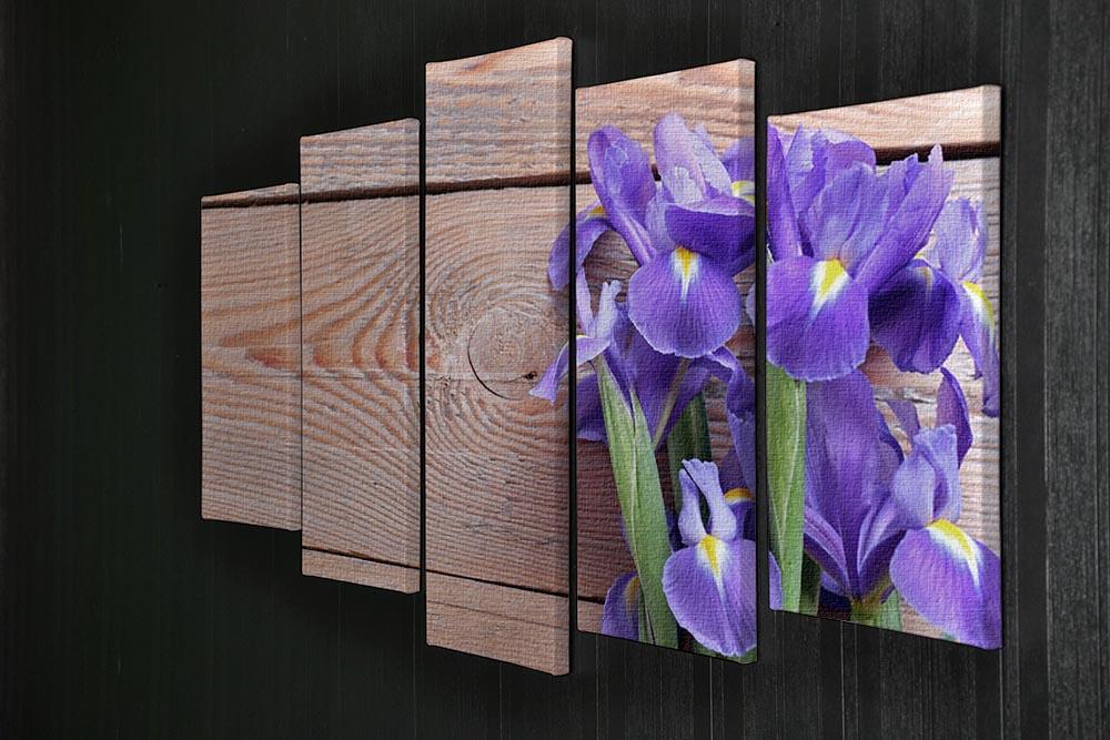 Iris on an old wooden background 5 Split Panel Canvas  - Canvas Art Rocks - 2