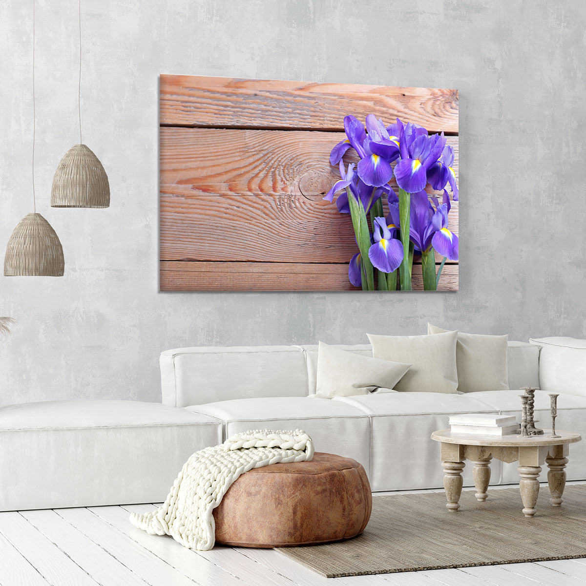 Iris on an old wooden background Canvas Print or Poster - Canvas Art Rocks - 6