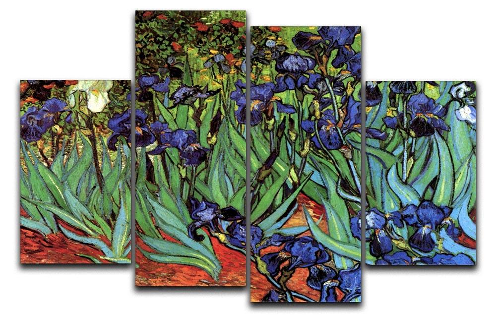 Irises 2 by Van Gogh 4 Split Panel Canvas  - Canvas Art Rocks - 1