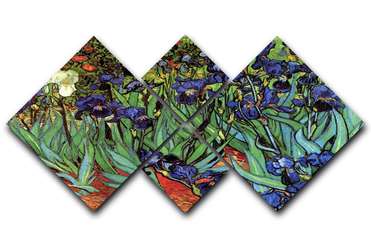 Irises 2 by Van Gogh 4 Square Multi Panel Canvas  - Canvas Art Rocks - 1