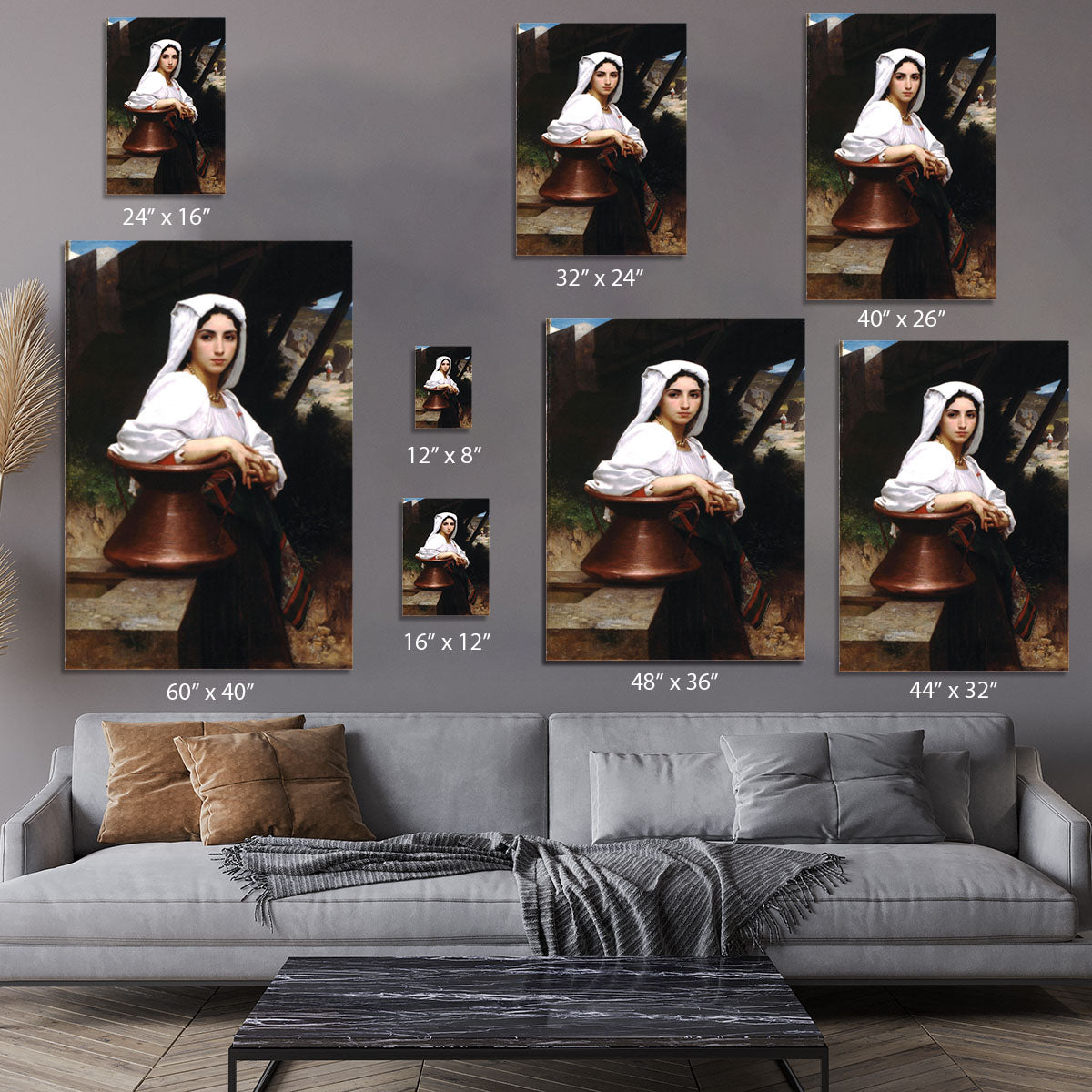 Italian Girl Drawing Water By Bouguereau Canvas Print or Poster - Canvas Art Rocks - 7