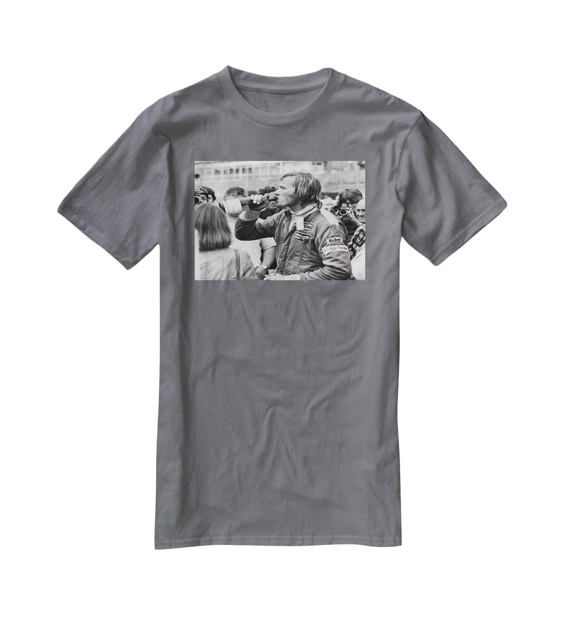 James Hunt swigging champagne T-Shirt - Canvas Art Rocks - 3