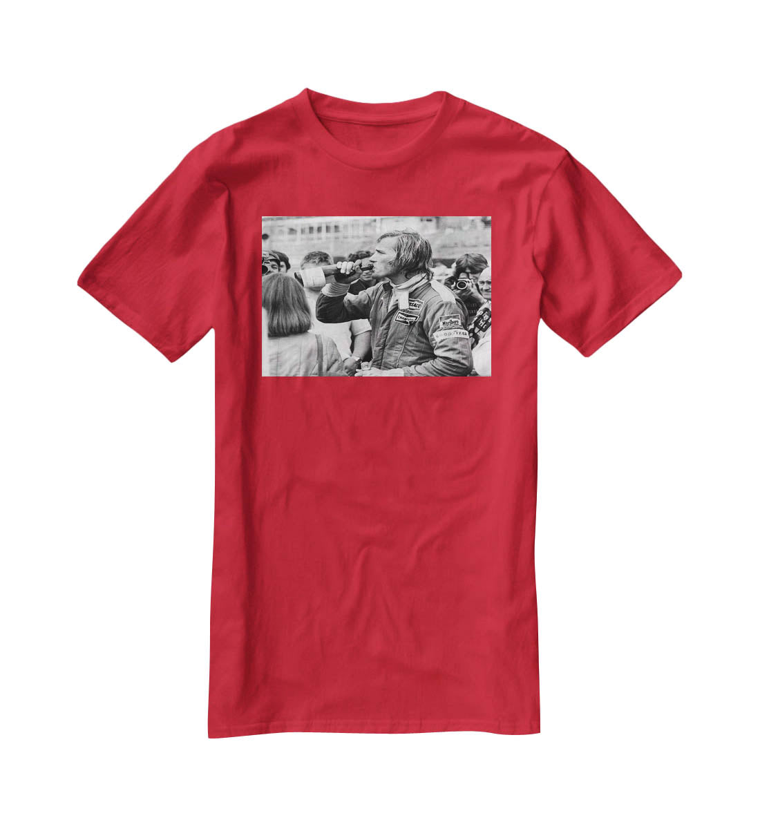 James Hunt swigging champagne T-Shirt - Canvas Art Rocks - 4