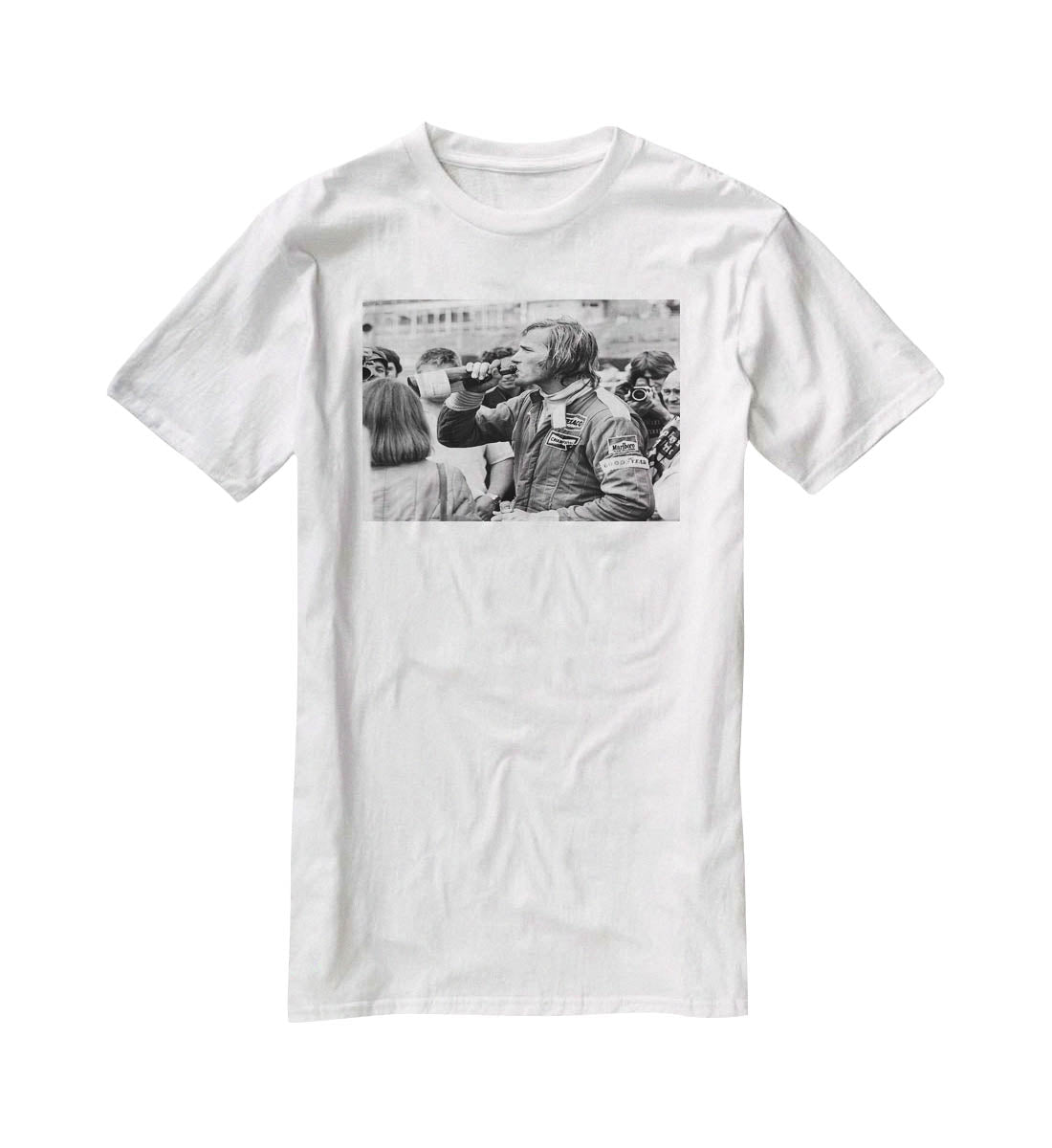 James Hunt swigging champagne T-Shirt - Canvas Art Rocks - 5