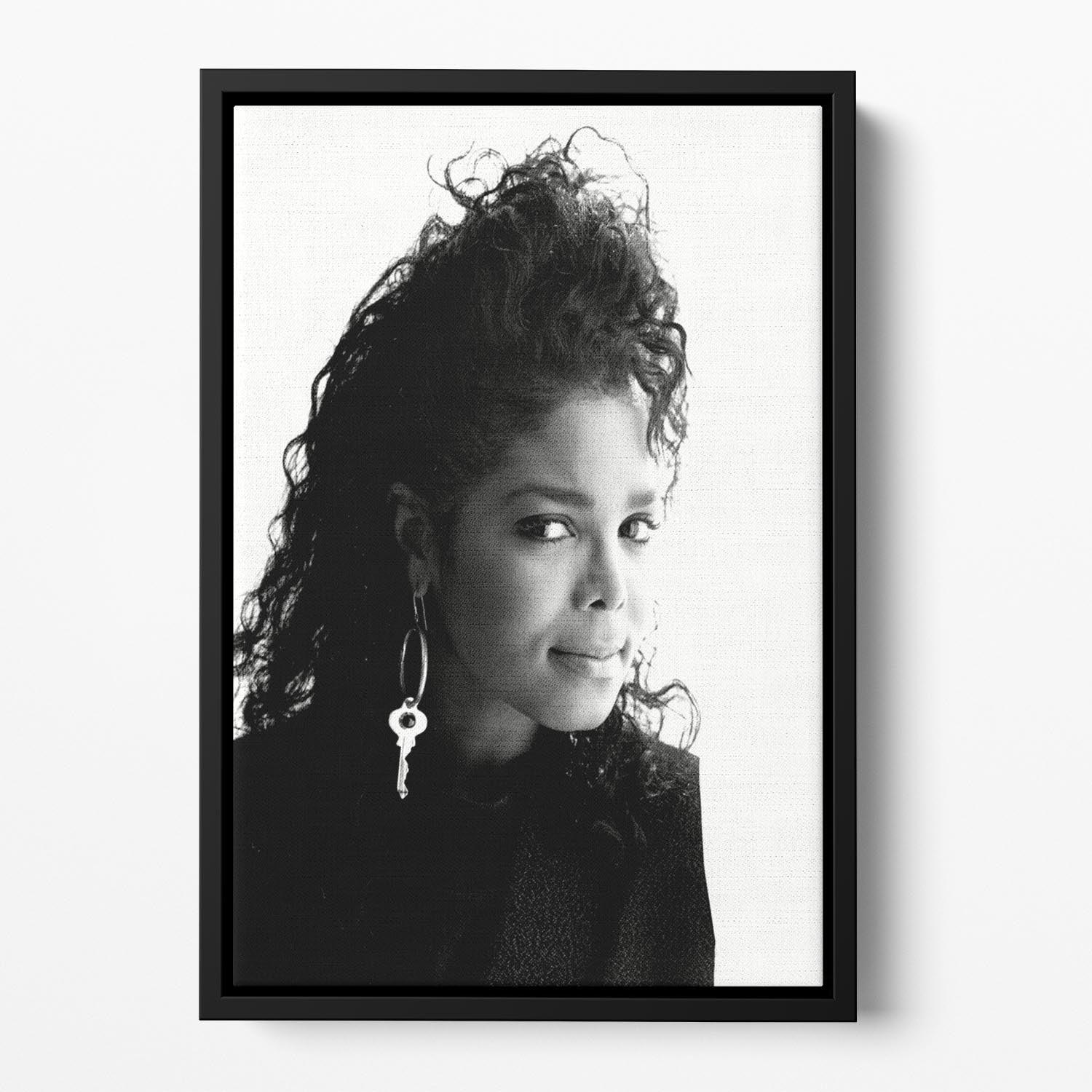 Janet Jackson in 1987 Floating Framed Canvas - Canvas Art Rocks - 2