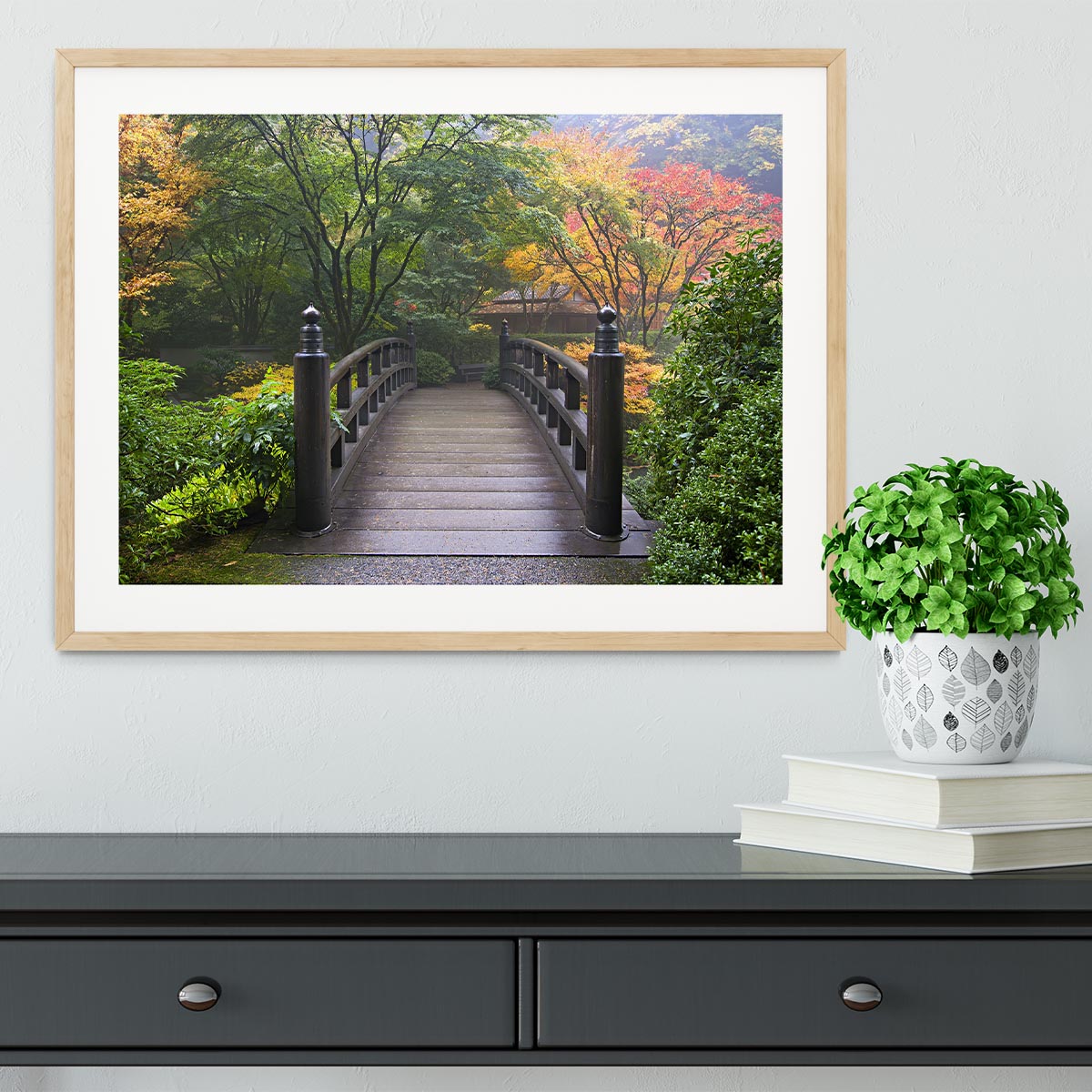Japanese Garden Oregon in Autumn Framed Print - Canvas Art Rocks - 3