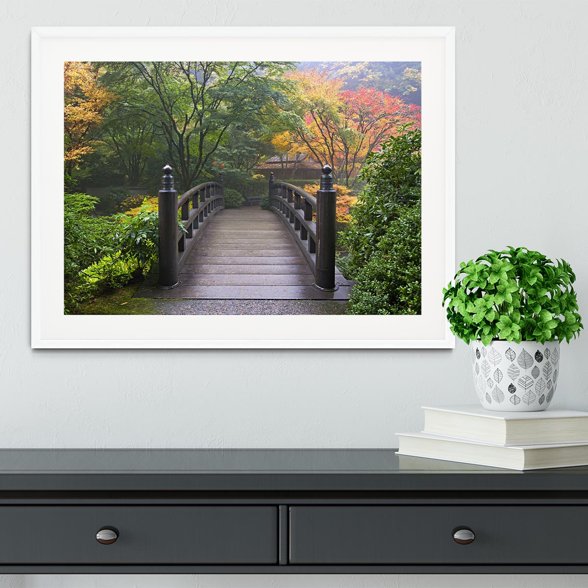 Japanese Garden Oregon in Autumn Framed Print - Canvas Art Rocks - 5