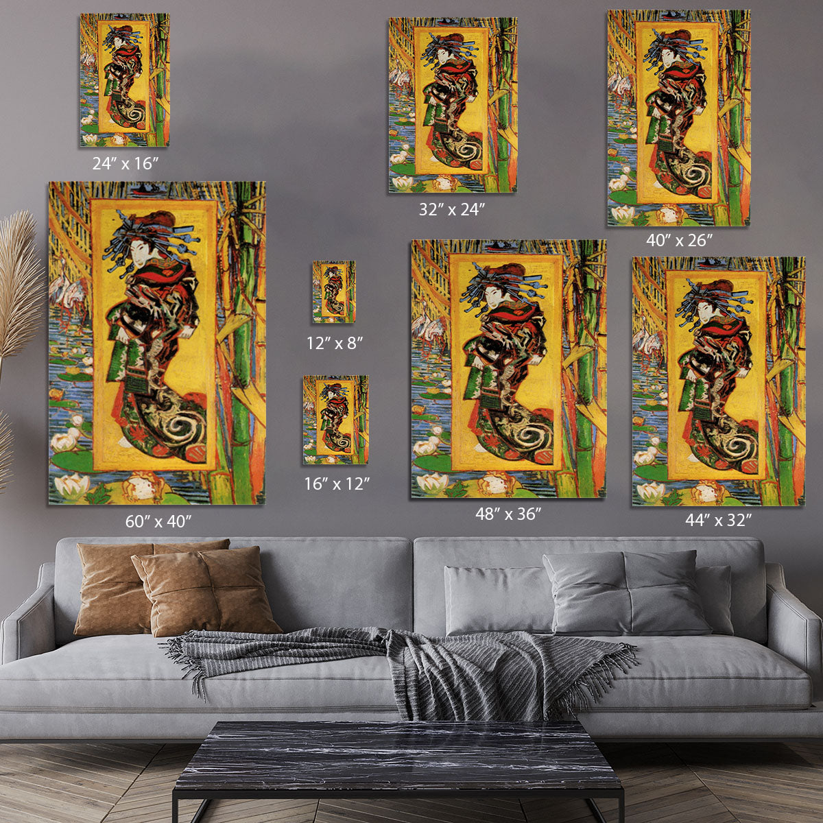 Japonaiserie Oiran after Kesa Eisen by Van Gogh Canvas Print or Poster - Canvas Art Rocks - 7