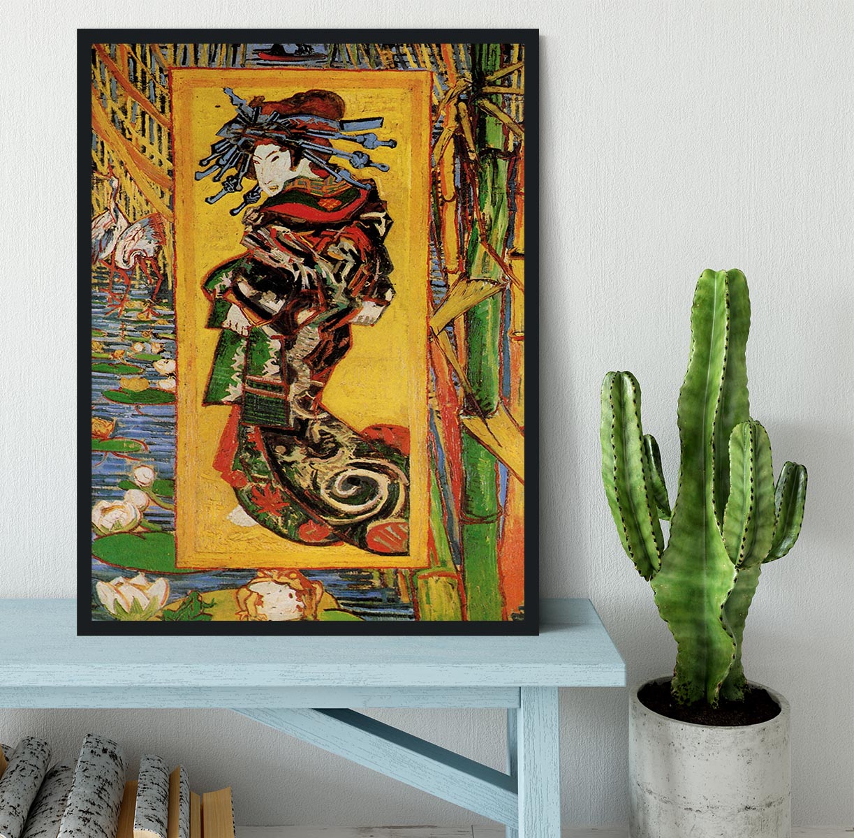 Japonaiserie Oiran after Kesa Eisen by Van Gogh Framed Print - Canvas Art Rocks - 2