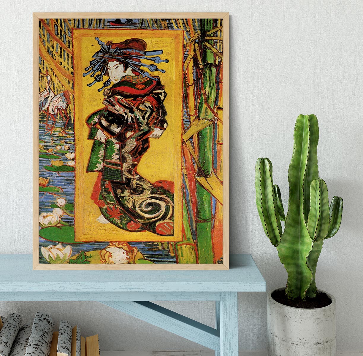 Japonaiserie Oiran after Kesa Eisen by Van Gogh Framed Print - Canvas Art Rocks - 4