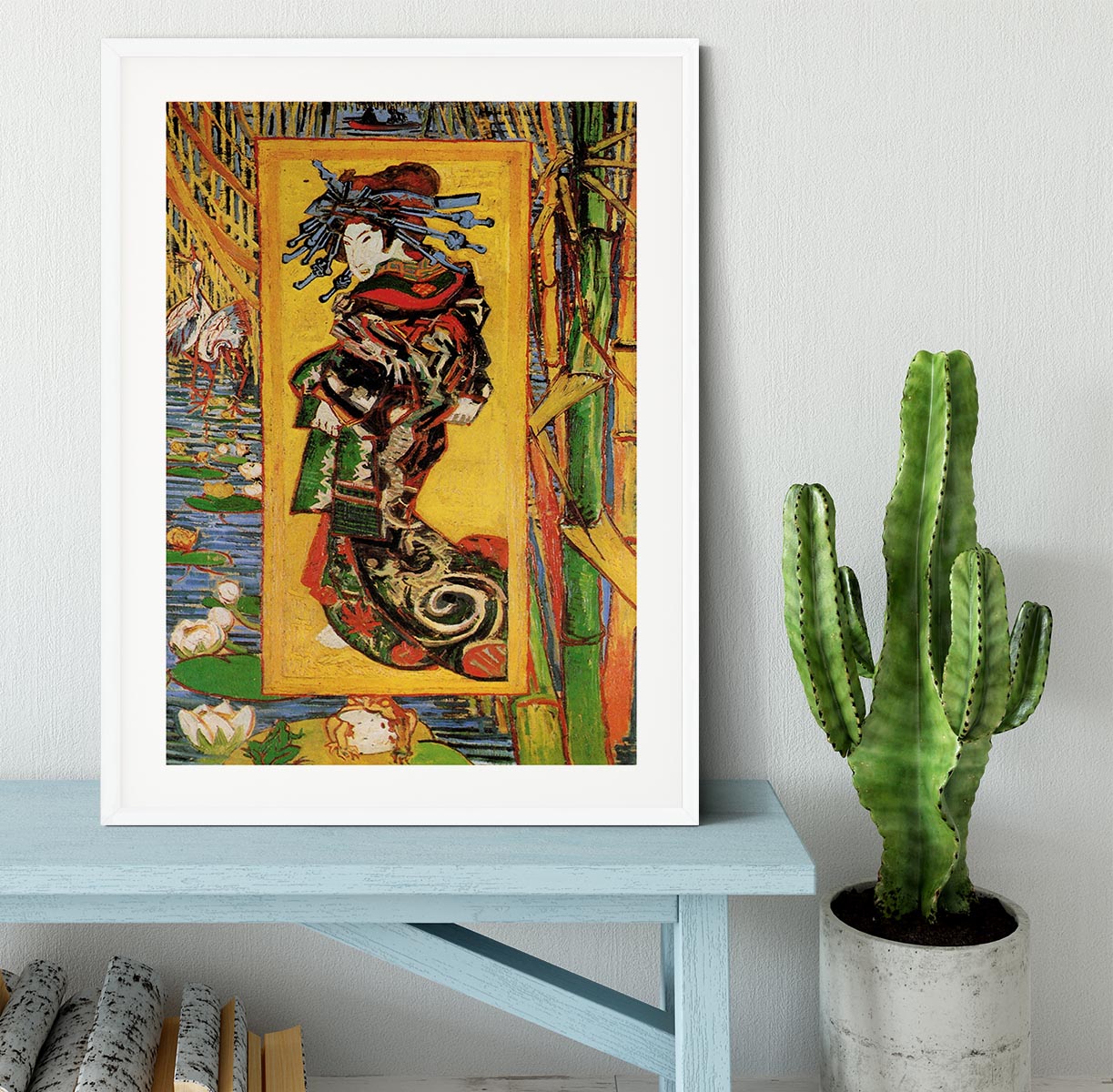 Japonaiserie Oiran after Kesa Eisen by Van Gogh Framed Print - Canvas Art Rocks - 5
