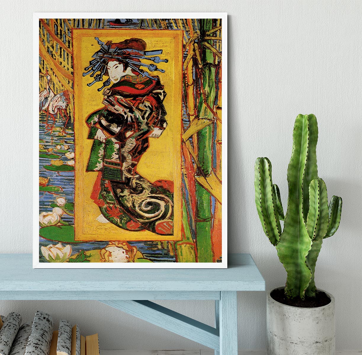 Japonaiserie Oiran after Kesa Eisen by Van Gogh Framed Print - Canvas Art Rocks -6