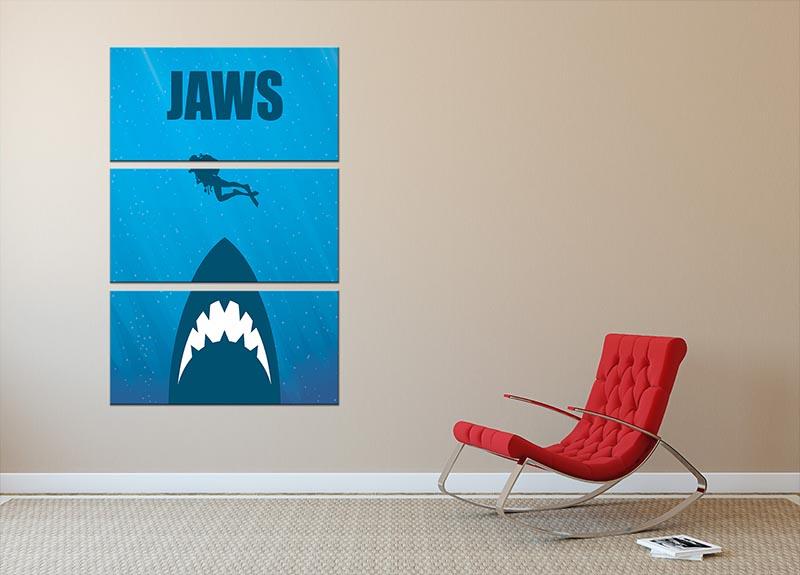 Jaws Minimal Movie 3 Split Panel Canvas Print - Canvas Art Rocks - 2