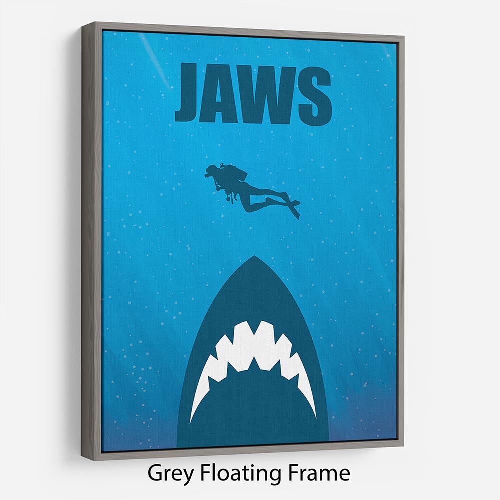 Jaws Minimal Movie Floating Frame Canvas - Canvas Art Rocks - 3