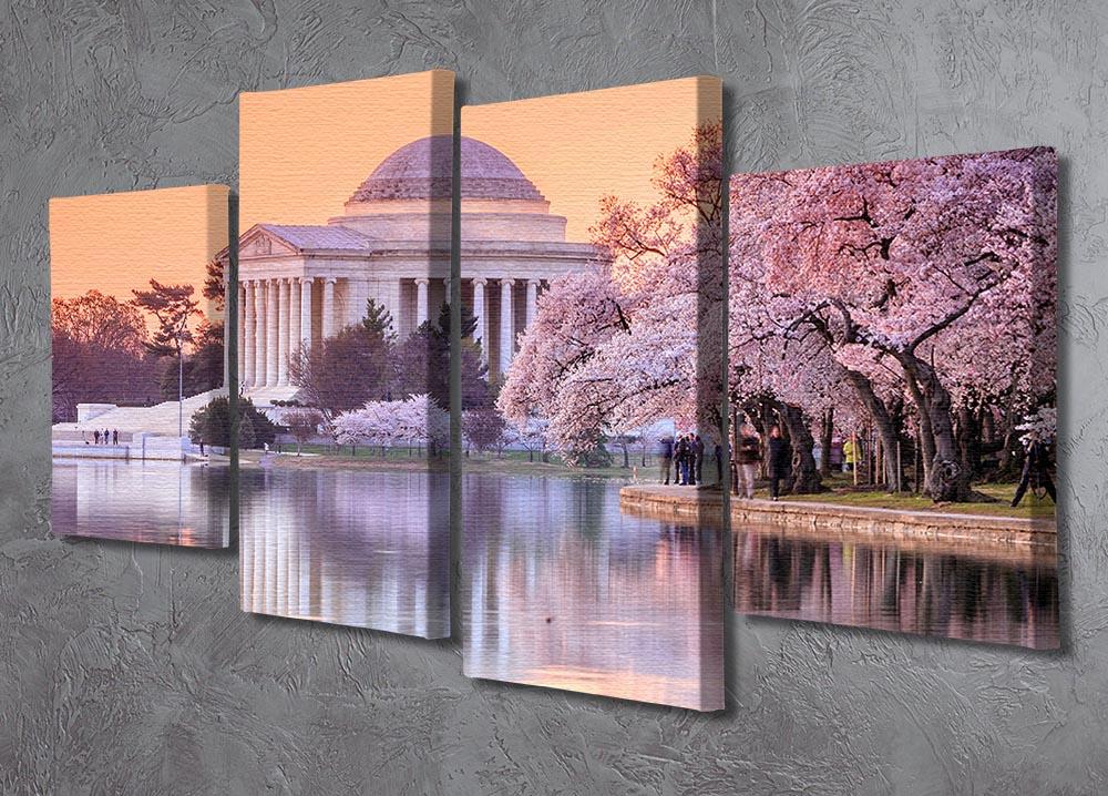 Jefferson Memorial during the Cherry Blossom Festival 4 Split Panel Canvas  - Canvas Art Rocks - 2
