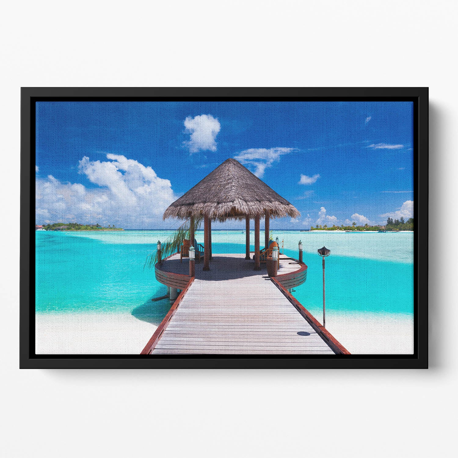 Jetty with amazing ocean Floating Framed Canvas