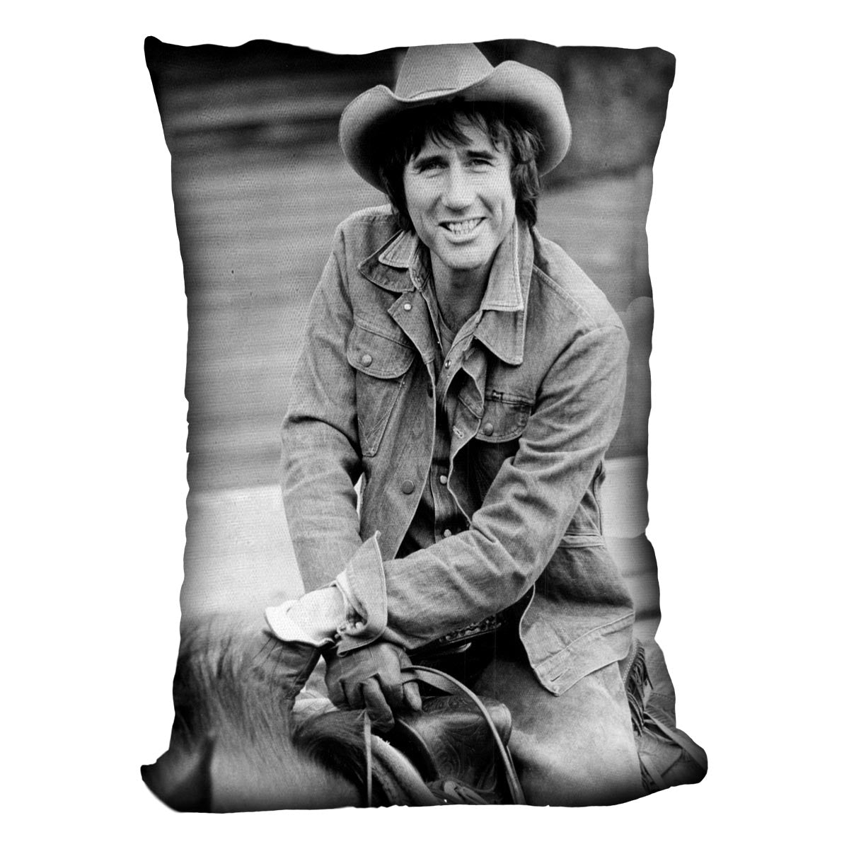 Jim Dale on horseback Cushion - Canvas Art Rocks - 4