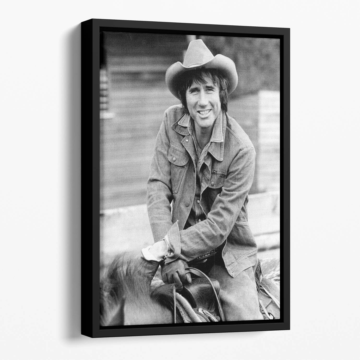 Jim Dale on horseback Floating Framed Canvas